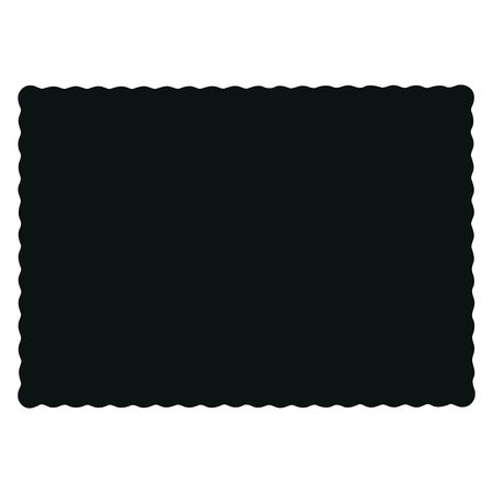 HOFFMASTER 10" x 14" Scalloped Black Paper Placemats, PK1000 310551